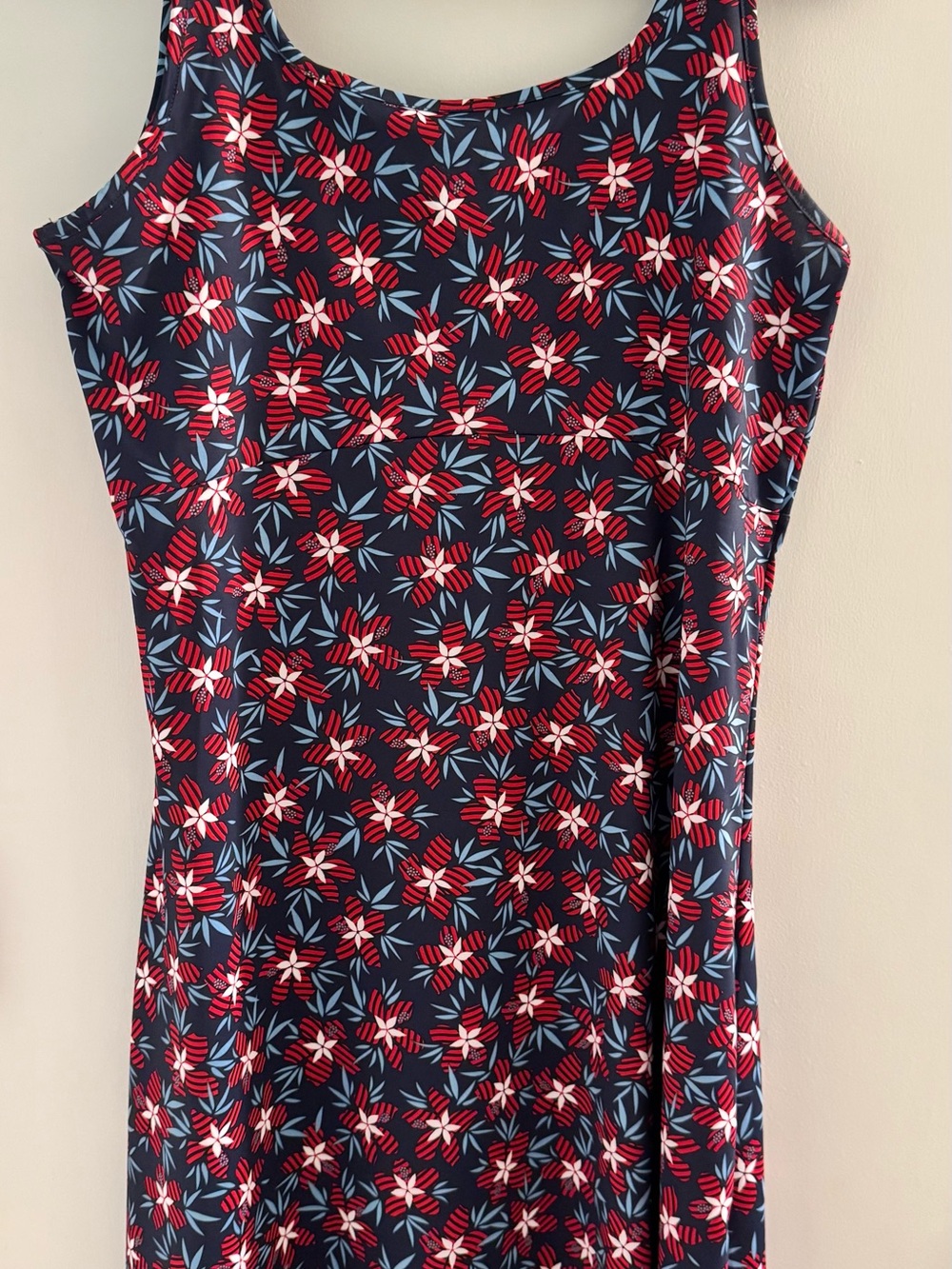 Columbia Navy Tank Dress with Red & Light Blue Floral Print